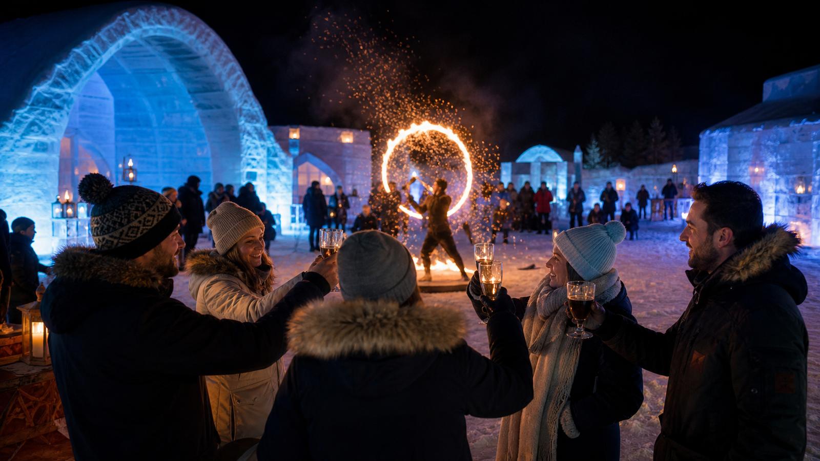ラップランドの雪景色とオーロラ（フィンランド）